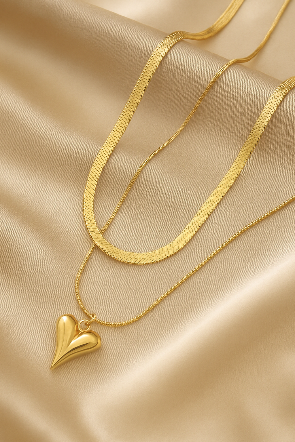 Gold-Plated Anti Tarnish Heart Themed Layered Necklace