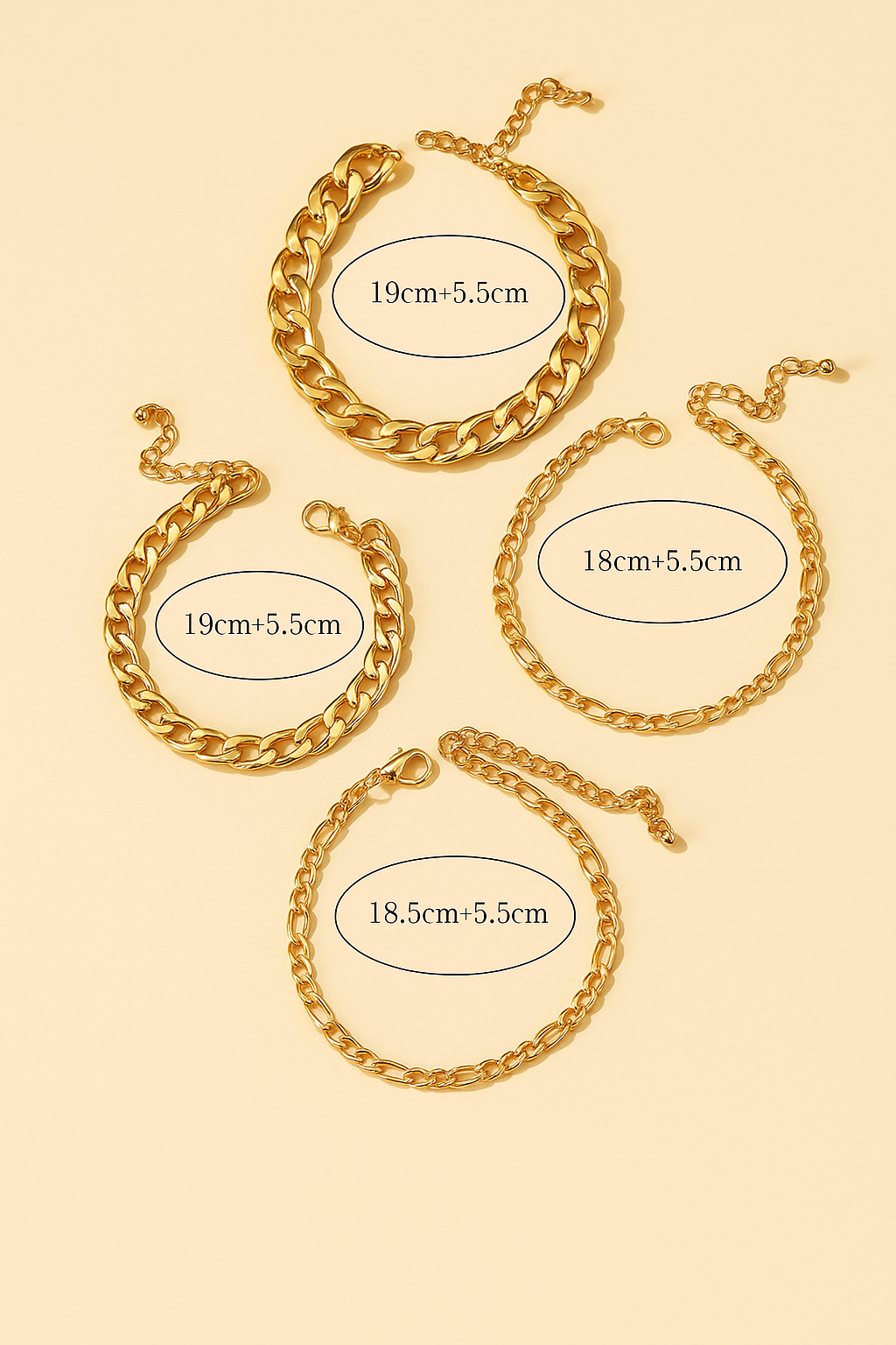 Gold Toned and Gold-Plated Trendy Stackable Bracelet (Pack of 4)