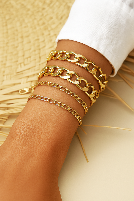 Gold Toned and Gold-Plated Trendy Stackable Bracelet (Pack of 4)