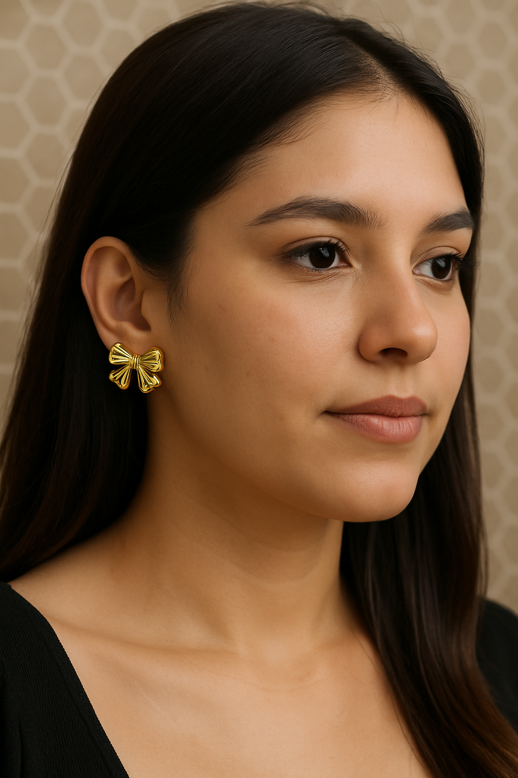 Wrapped with gold bow earrings