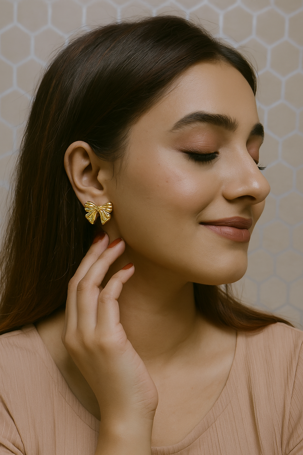 Wrapped with gold bow earrings