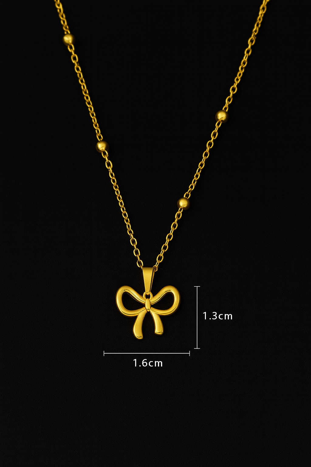 Gold-Plated Anti Tarnish Stainless Steel Infinity Bow Pendant