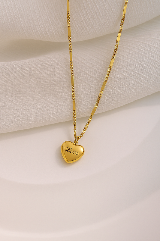 Gold Plated Stainless Steel Anti Tarnish Heart Themed Pendant For Women