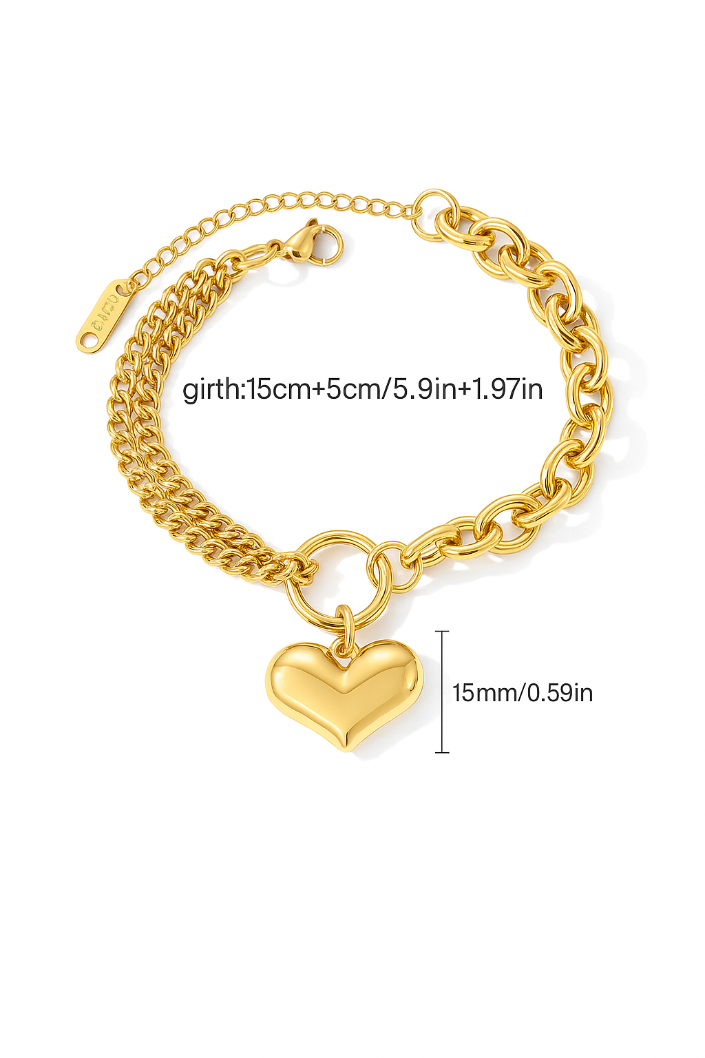 Gold-Plated Anti Tarnish Heart Themed Charm Bracelet