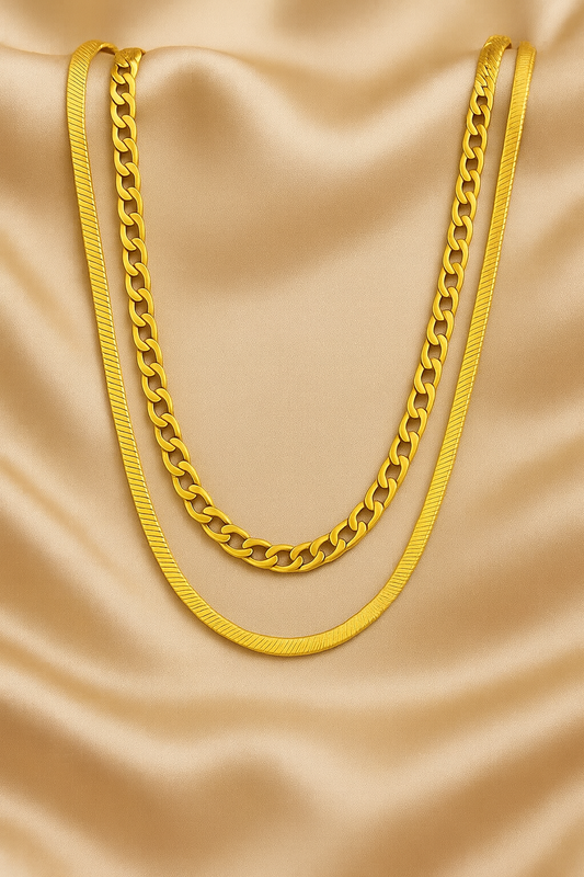 Gold-Plated Anti Tarnish Chain Layered Necklace