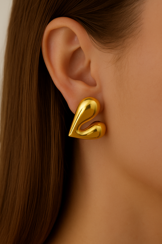 Gold Plated Anti Tarnish Heart Theme Earrings