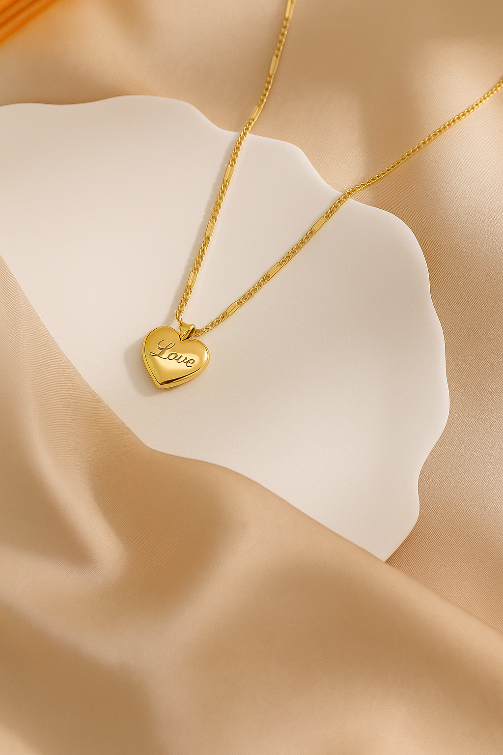 Gold Plated Stainless Steel Anti Tarnish Heart Themed Pendant For Women
