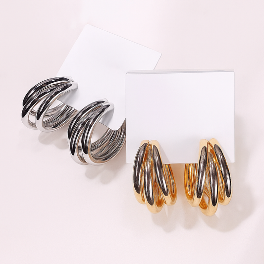 Gold & Silver Plated Contemporary Hoop Earrings