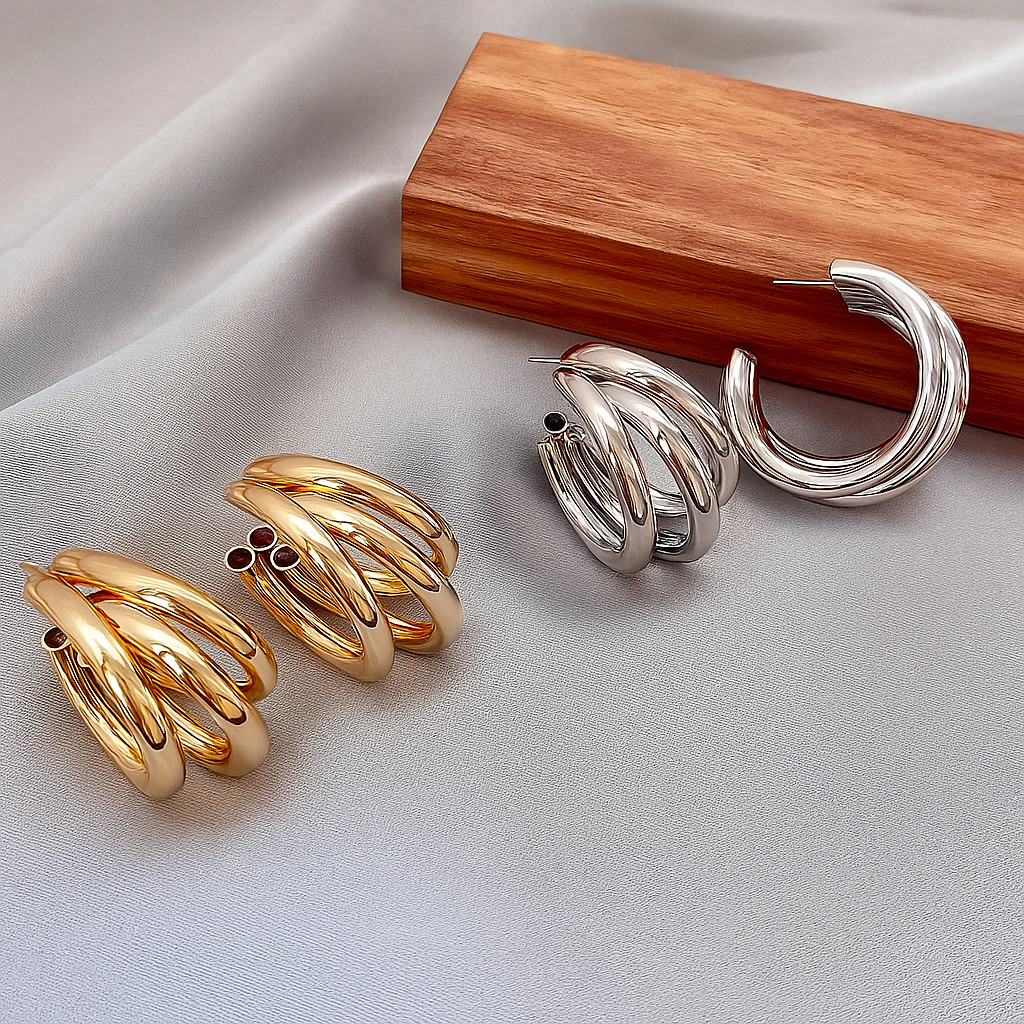 Gold & Silver Plated Contemporary Hoop Earrings