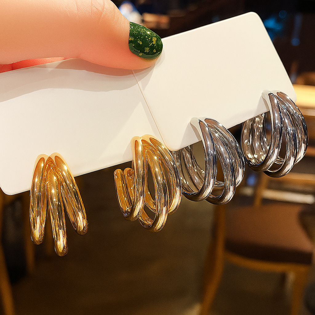 Gold & Silver Plated Contemporary Hoop Earrings